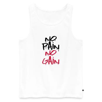 no_pain_no_gain_1_f2 - Débardeur bio Premium Homme - blanc - Devant - Michal (187cm)