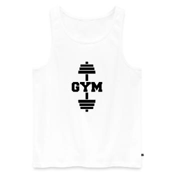 gym - Männer Premium Bio Tank Top - Weiß - Vorne - Michal (187cm)