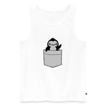 Pingouin de poche de poitrine agité - Débardeur bio Premium Homme - blanc - Devant - Michal (187cm)