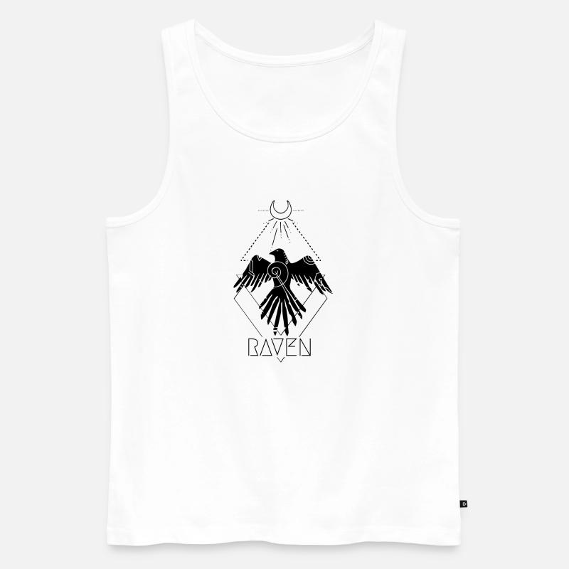 Raven Tattoo Design Moon Triangle - Männer Premium Bio Tank Top - Weiß