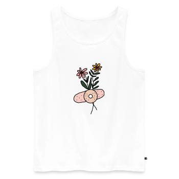 Daisy Bandaged flower plant illustration design. - Men's Premium Organic Tank Top - white - Front - AI Model Male 178 light (178cm)