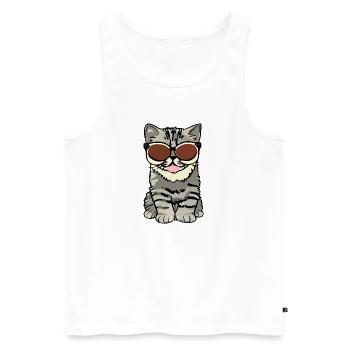 katze - Männer Premium Bio Tank Top - Weiß - Vorne - Michal (187cm)