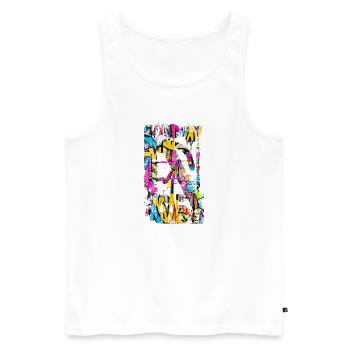 Graffiti style Splash hip hop couleurs peintre couleur - Débardeur bio Premium Homme - blanc - Devant - Michal (187cm)
