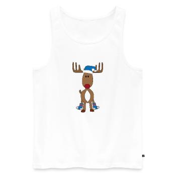 Lustiger Elch zu Weihnachten - Männer Premium Bio Tank Top - Weiß - Vorne - AI Model Male 178 light (178cm)