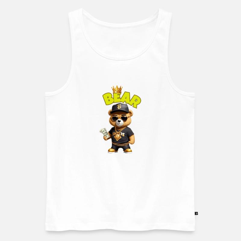 Teddybär mit Geld - Männer Premium Bio Tank Top - Weiß