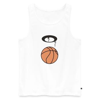Ballon de basket 5 0 Plan de travail 1 - Débardeur bio Premium Homme - blanc - Devant - Michal (187cm)