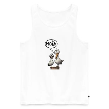 Les mouettes de Bäädden - Seagull Moin - Débardeur bio Premium Homme - blanc - Devant - Michal (187cm)