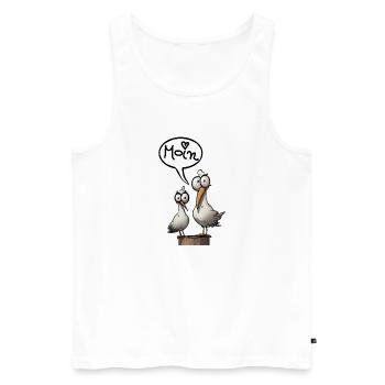 Bas Mouette Allemande Moin Disant Amoureux de la Mer du Nord - Débardeur bio Premium Homme - blanc - Devant - Michal (187cm)