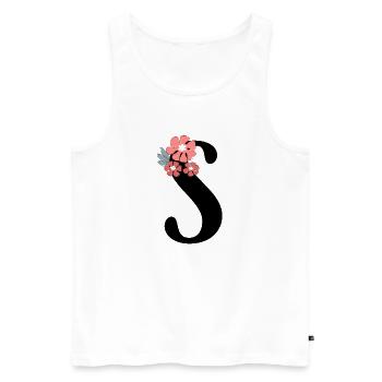 Lettre S fleurs minimalistes - Débardeur bio Premium Homme - blanc - Devant - Michal (187cm)