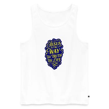 Jesus Way Truth Life Bible Verse - Men's Premium Organic Tank Top - white - Front - Michal (187cm)