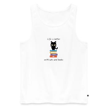 Das Leben ist besser mit Katzen und Büchern - Livres chats - Männer Premium Bio Tank Top - Weiß - Vorne - Michal (187cm)