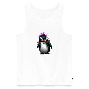 PENGUPUNKS - Men's Premium Organic Tank Top - white - Front - AI Model Male 178 light (178cm)