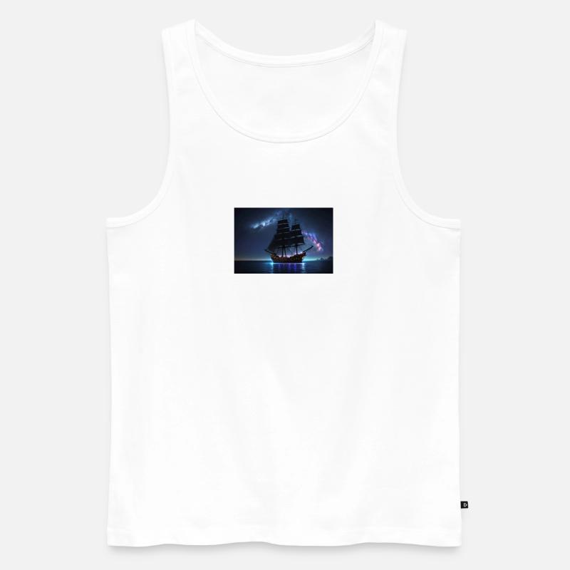 Segelschiff unter mystischem Himmel - Männer Premium Bio Tank Top - Weiß