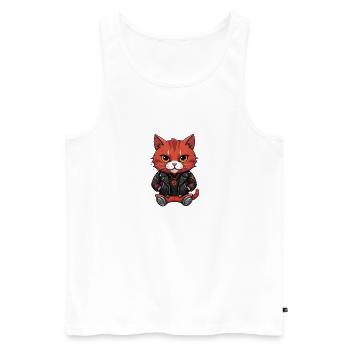 Biker Metal Cat red - Männer Premium Bio Tank Top - Weiß - Vorne - AI Model Male 178 light (178cm)