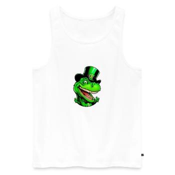 Lustiger St Patricks Day Dinosaurier mit Zylinder - Männer Premium Bio Tank Top - Weiß - Vorne - Michal (187cm)