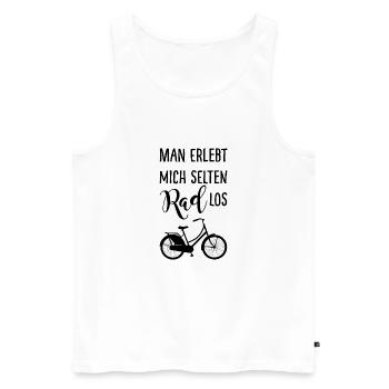 Man erlebt mich selten Rad los mit Fahrrad - Männer Premium Bio Tank Top - Weiß - Vorne - AI Model Male 178 light (178cm)