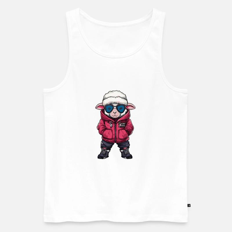 Schaf Cool Comic - Männer Premium Bio Tank Top - Weiß