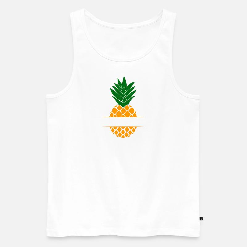 Ananas mit Textfeld - Männer Premium Bio Tank Top - Weiß