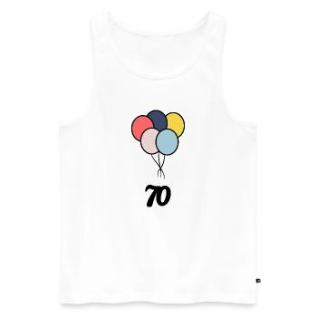 70. 70 ANS. 70e ANNIVERSAIRE. ANNIVERSAIRE 70 ANS. - Débardeur bio Premium Homme - blanc - Devant - Michal (187cm)