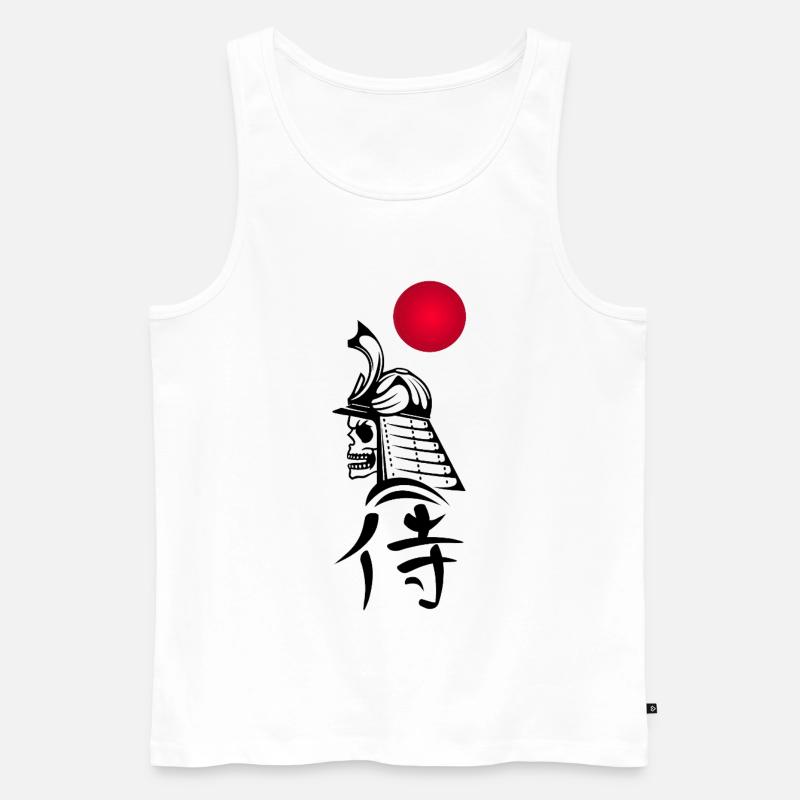 Schwarzer Samurai und Rote Sonne - Männer Premium Bio Tank Top - Weiß