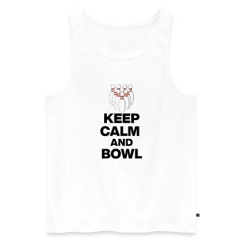 KEEP CALM AND BOWL, STRIKE MEISTER! PIN SNIPER - Männer Premium Bio Tank Top - Weiß - Vorne - AI Model Male 178 light (178cm)
