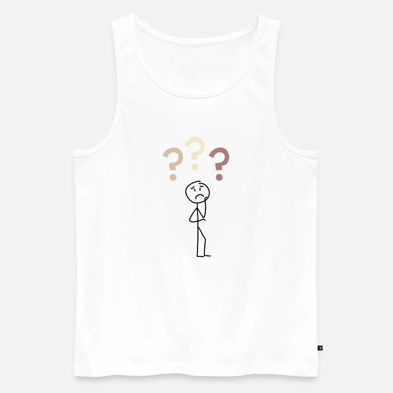 Three Question Marks – Minimal Mystery Design - Männer Premium Bio Tank Top - Weiß