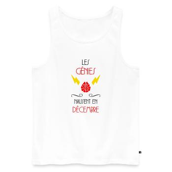 les génies naissent en Décembre - Naissance - HPI - Débardeur bio Premium Homme - blanc - Devant - AI Model Male 178 light (178cm)