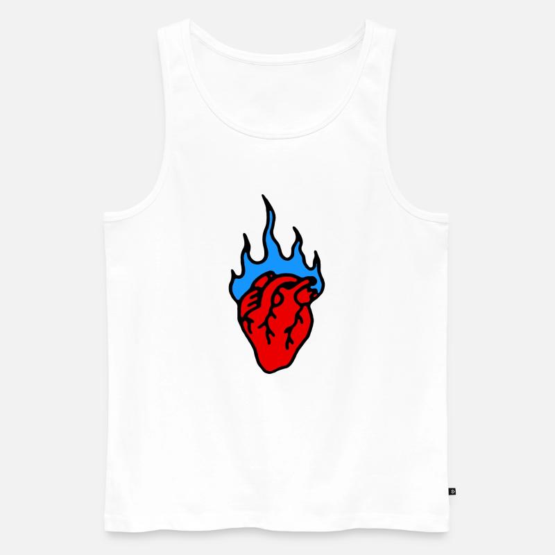 Herz - Männer Premium Bio Tank Top - Weiß