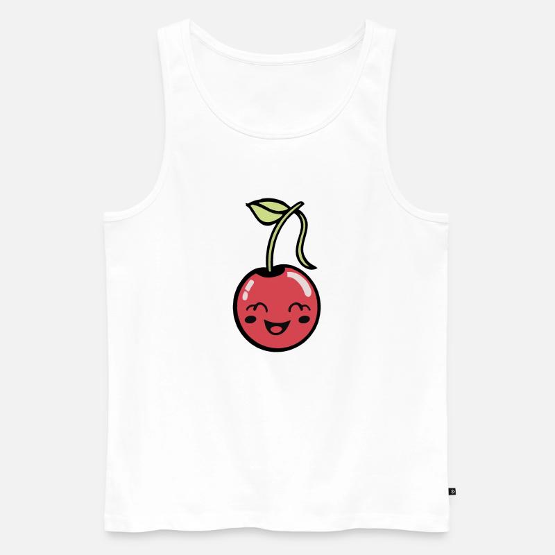 Süße Kirsche mit Gesicht - Männer Premium Bio Tank Top - Weiß