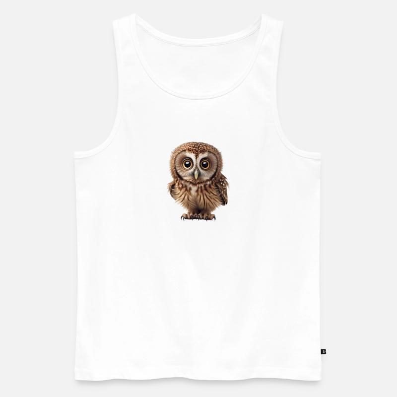 Braune Eule - Männer Premium Bio Tank Top - Weiß