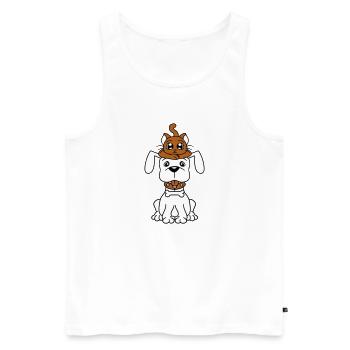 Dog Cat Two Friends Team Kitten 2 Duo Crew - Men's Premium Organic Tank Top - white - Front - Michal (187cm)
