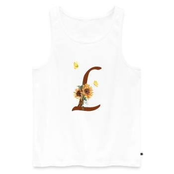 Lettre l tournesol papillon - Débardeur bio Premium Homme - blanc - Devant - Michal (187cm)