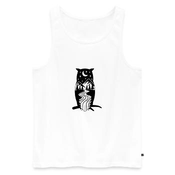 OWL OWL BIRD BIRDS NATURE FOREST MOUNTAINS MOTIF EAGLE OWL - Men's Premium Organic Tank Top - white - Front - AI Model Male 178 light (178cm)