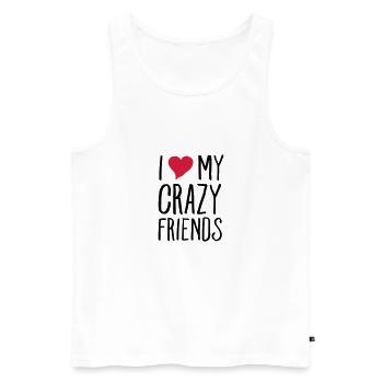 I (Heart) My Crazy Friends - Débardeur bio Premium Homme - blanc - Devant - AI Model Male 178 light (178cm)