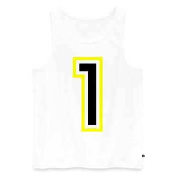 1 Zahl College - Männer Premium Bio Tank Top - Weiß - Vorne - Michal (187cm)