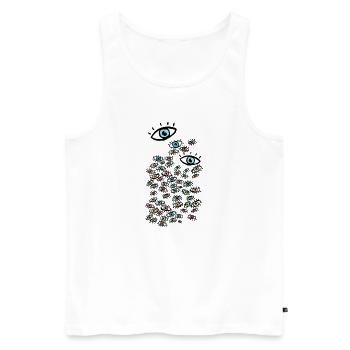Bunte Augenwelt auf Schwarz - Männer Premium Bio Tank Top - Weiß - Vorne - Michal (187cm)