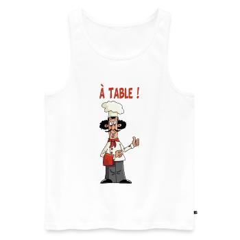 à table - Débardeur bio Premium Homme - blanc - Devant - Michal (187cm)