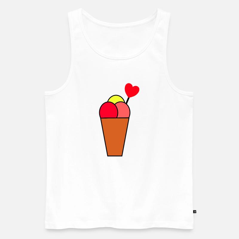 Herz im Eisbecher Eis - Männer Premium Bio Tank Top - Weiß