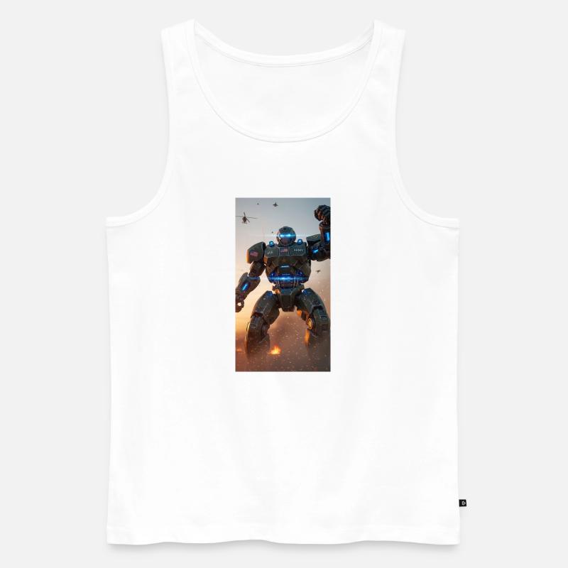 Eiserner Wächter-Mech - Männer Premium Bio Tank Top - Weiß