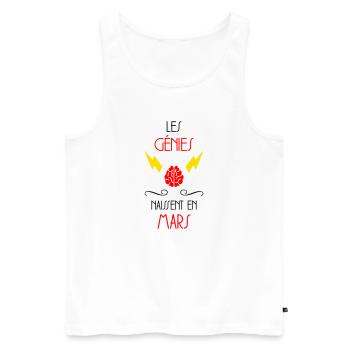 Les Génies Naissent en Mars Cadeau Bébé - Débardeur bio Premium Homme - blanc - Devant - Michal (187cm)