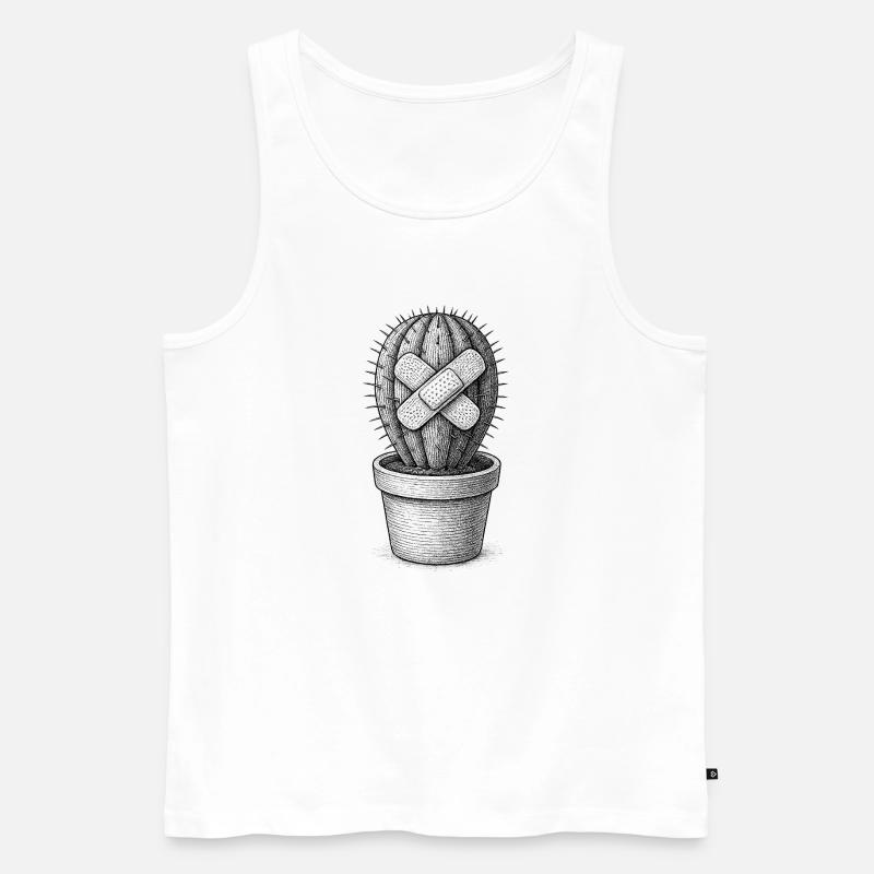 Bandagierter Kaktus - Männer Premium Bio Tank Top - Weiß