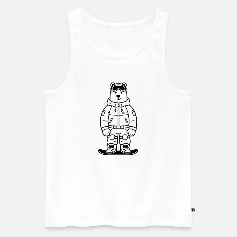 Bear Snowboarder - Männer Premium Bio Tank Top - Weiß