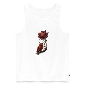 Hibou luminescent et fleur de feu - Débardeur bio Premium Homme - blanc - Devant - Michal (187cm)