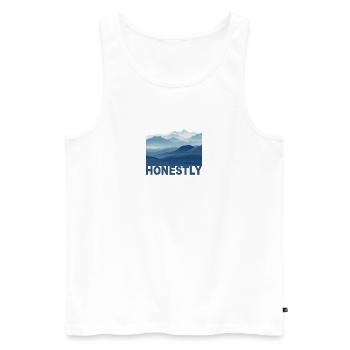 Mountain Honestly - Männer Premium Bio Tank Top - Weiß - Vorne - AI Model Male 178 light (178cm)
