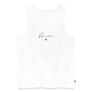 Grand classique avec un petit message d'amour AMOR - Débardeur bio Premium Homme - blanc - Devant - Michal (187cm)