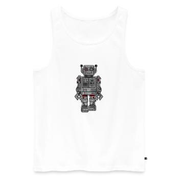 Retro Robot Toys - Men's Premium Organic Tank Top - white - Front - AI Model Male 178 light (178cm)