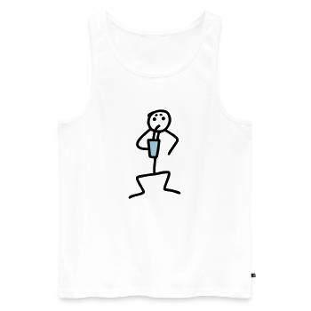 Strichmännchen trinkt - V2 - Männer Premium Bio Tank Top - Weiß - Vorne - Michal (187cm)