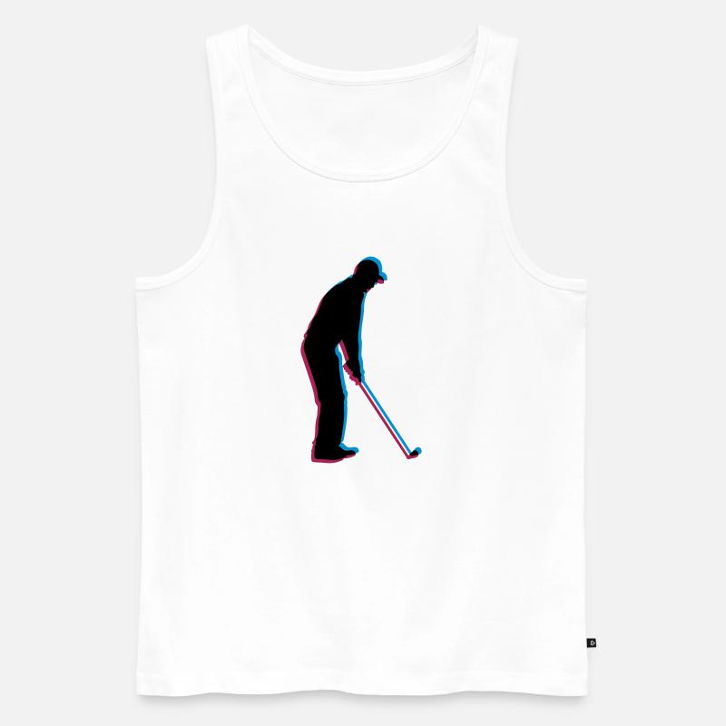 3D Silhouette Golf - Männer Premium Bio Tank Top - Weiß