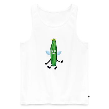 Gurke,Partygurke, Flügel, Engel, Heiligenschein - Männer Premium Bio Tank Top - Weiß - Vorne - Michal (187cm)