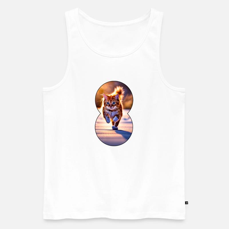 Running cat 5 - Männer Premium Bio Tank Top - Weiß
